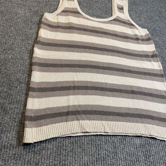 Free People FP Size Medium Beach Vista Sweater Tank Taupe Striped Loose Fit NEW - Picture 4 of 9